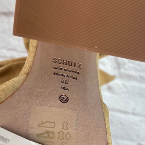 Schutz Tan Suede Monia Block Tie Heel Size 8B - Picture 7 of 9